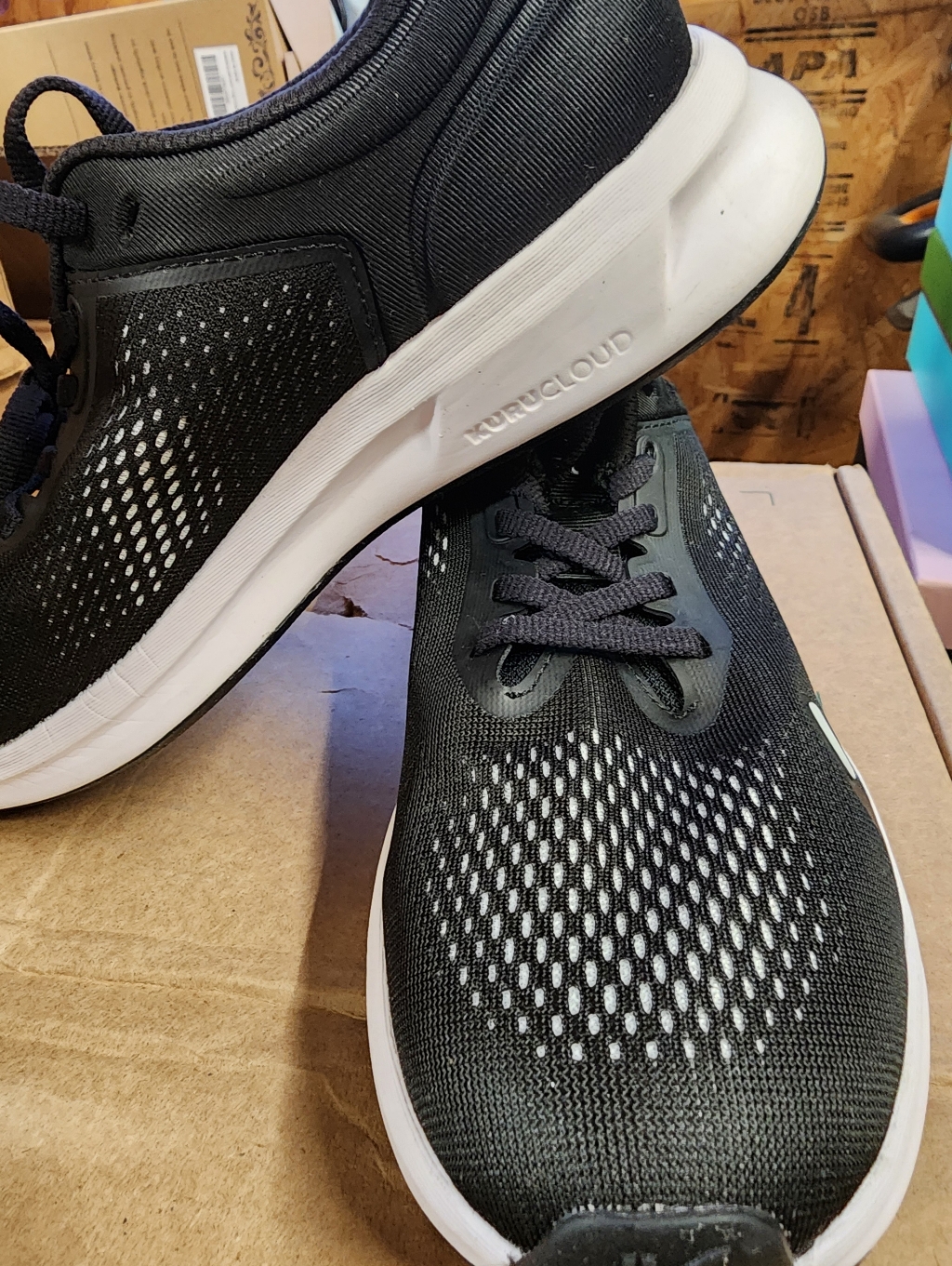 Kuru Atom Fusion Athletic Sneakers Workout Run Plantar Fasciitis Black White
